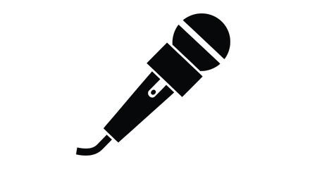 A simple black and white icon depicts a classic handheld dynamic microphone commonly used for vocals © ArtBySalea07