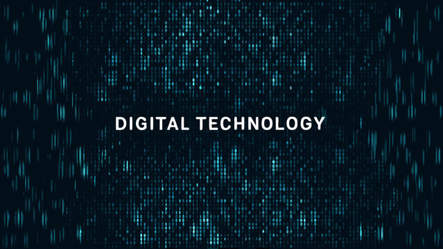 Abstract digital technology background with cascading binary code streams