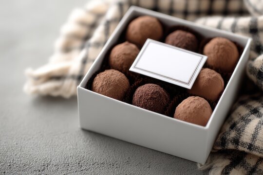 Chocolate truffles box with mockup sticker