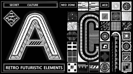 Fototapeta premium Abstract geometric design featuring letters a and c with retro futuristic elements