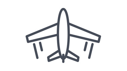 Minimalist airplane vector icon illustration featuring a top-down view of a flying aircraft with motion lines, perfect for travel, aviation, transport, and tourism graphic design projects. © MostSabineYesmin