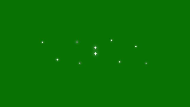 Elegant white cartoon stars twinkling and sparkling on a  background festive flat vector shine burst effect with blinking stars on transparent background and green screen 4K.video.animison,
