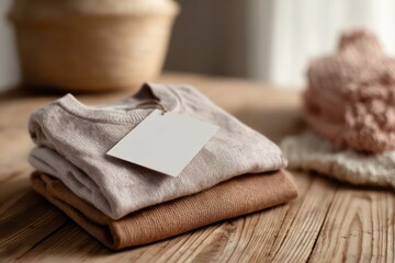 Fototapeta premium Fashion items on wood with mockup tags