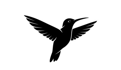Fototapeta premium Black and White Hummingbird Silhouette Vector Illustration Flying Isolated on White Background
