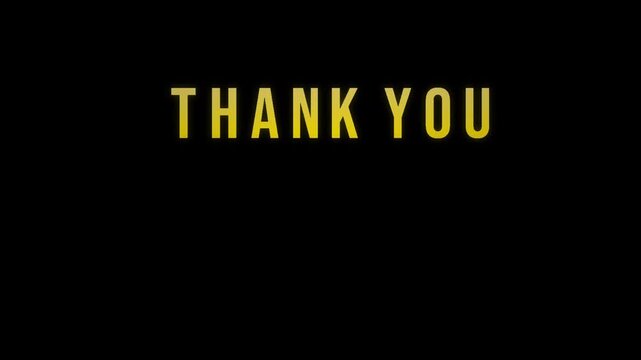 Gratitude, thank you for watching video, animation,yellow text, black background, simple typography, expression of appreciation