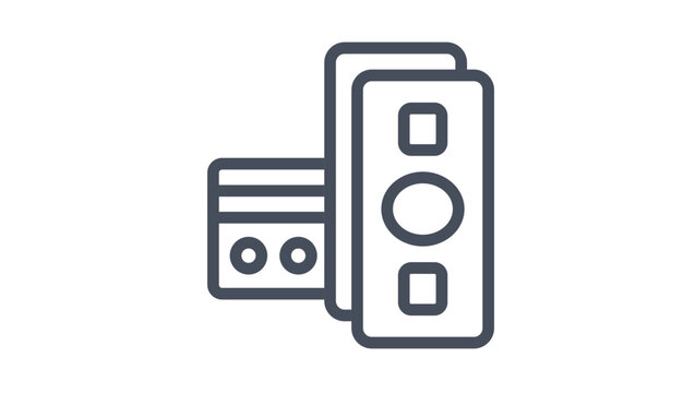 Vector illustration of a credit card and smartphones icon, representing mobile payment, digital wallet, contactless transaction, fintech technology, electronic commerce, and online banking.