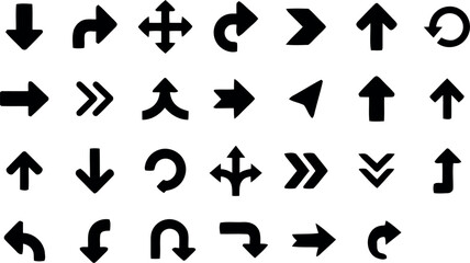 Collection of black arrow icons directional symbols and navigation indicators © Rifat