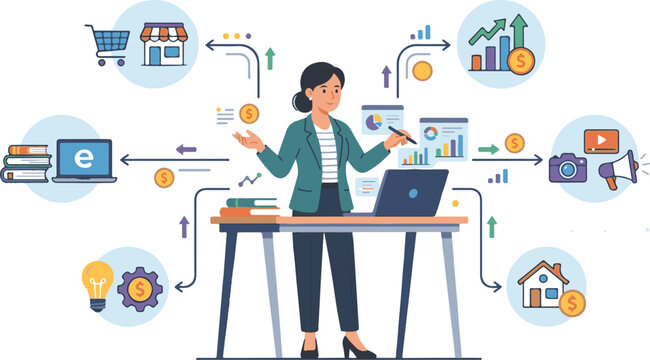 Creative group brainstorming and sharing ideas with lightbulb concept