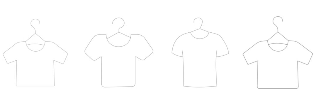 T-shirt on hanger icon. shirt on clothes hanger symbol. vector illustration. black t-shirt sign. clothes icon. vector icon set