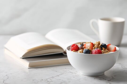 Smoothie bowl with fresh toppings and mockup