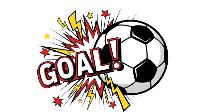 Dynamic soccer illustration a 'goal ' celebration with vibrant comic style