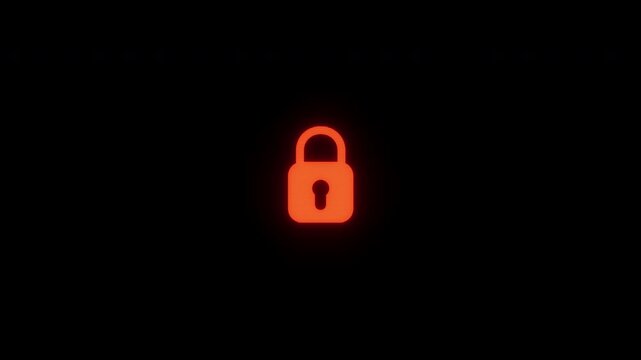 Flashing red lock icon cyber security concept data protection and secure access