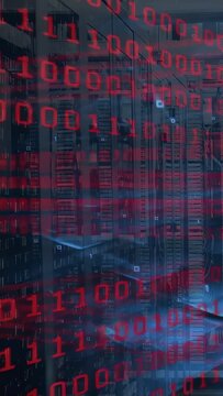 Vertical video: Red overlay appearing at start, racks idling, digits scrolling, showing packet flow
