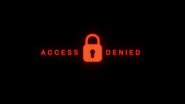 Access denied with lock icon on black background cyber security concept