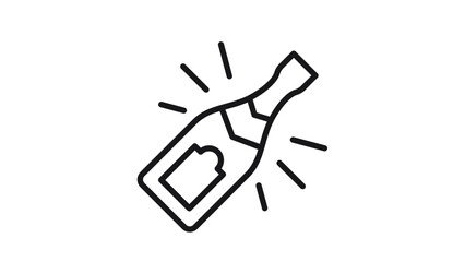 Champagne bottle vector icon for celebration and party events. Minimalist black line art illustration of a sparkling wine bottle for wedding, anniversary, or new year toast. Scalable graphic symbol. © AlSadiMd