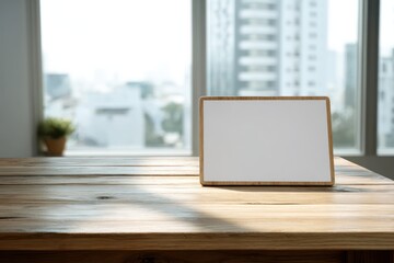 Fototapeta premium Minimalist dining area with empty white placemat