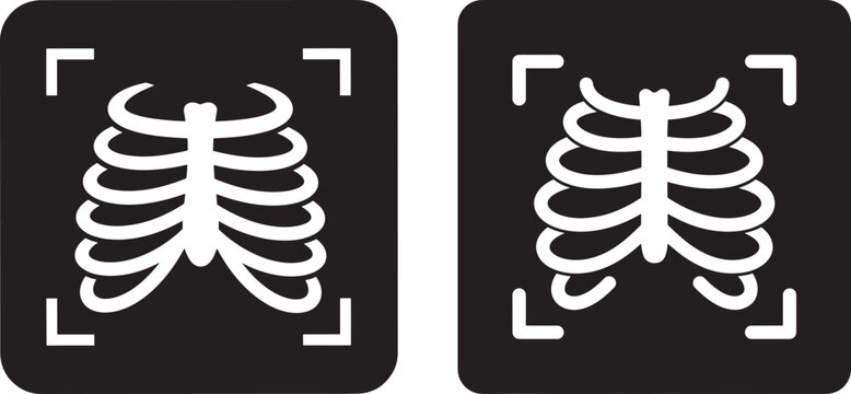 Rib cage x ray black and white for medical diagnostics
