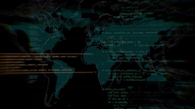 Access denied warning with lock icon on world map cyber attack background