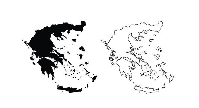 A contrasting depiction of the Peloponnese peninsula in Greece shown in black and white high quality