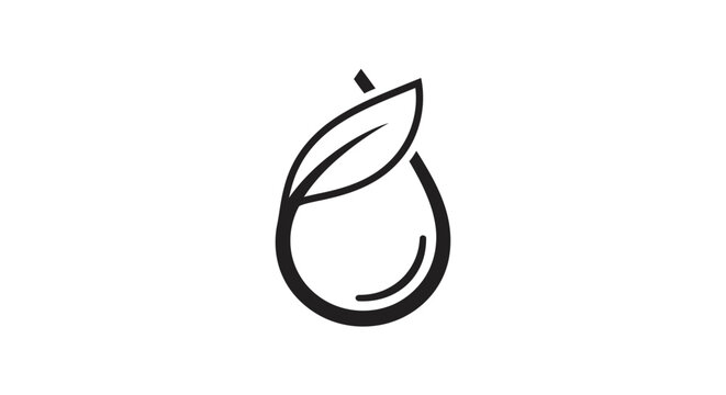 Minimalist pear icon with leaf for branding and design applications