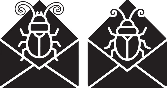 Bug inside envelope computer virus email scam phishing cybercrime