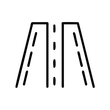 Road Split Line Icon &ndash; Highway Path Minimal Outline Vector