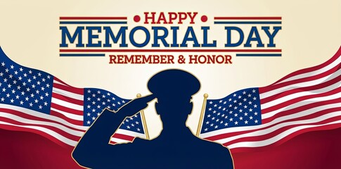 Happy memorial day soldier salutes american flag with air force marine corps united states thank you red white blue national holiday armed forces remember patriotic military government