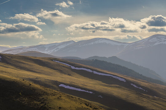 Panoramic Mountain Views from the Montenegro Pass in Sierra de la Demanda, Spain