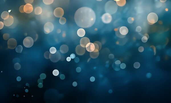 A mesmerizing display of glowing bokeh lights scattered across a dark blue background with a white border at the bottom