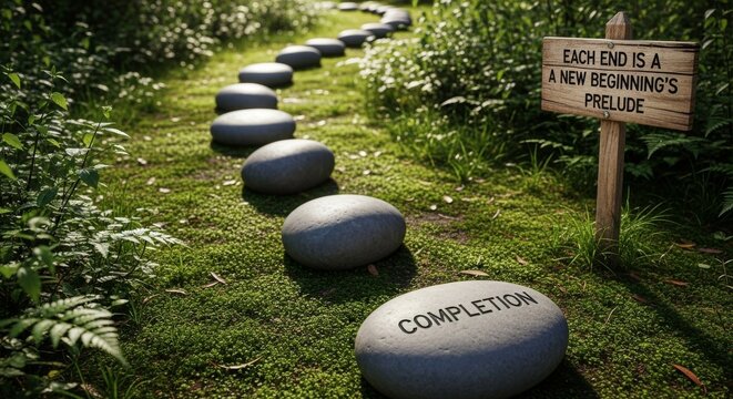 Stepping stones to completion in a garden path