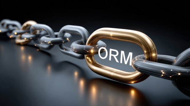 Online reputation management concept representing digital links and connection, ensuring brand protection, public relations, and positive online presence through information flow