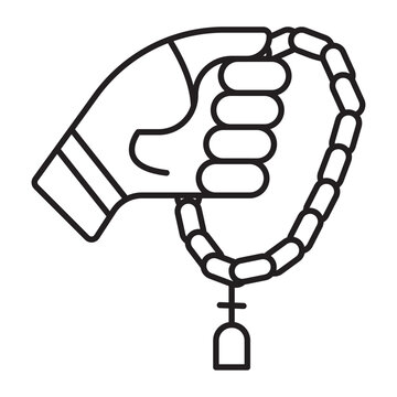 Tasbih beads Vector Line Icon Design