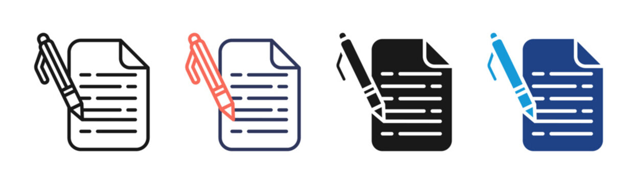 Writing Notes icon set multiple style collection