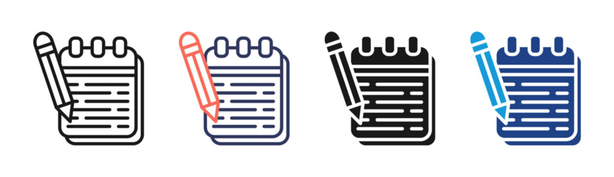 Notebook icon set multiple style collection