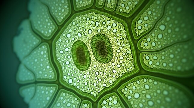 Abstract Green Microbial Cell Structure Microorganism
