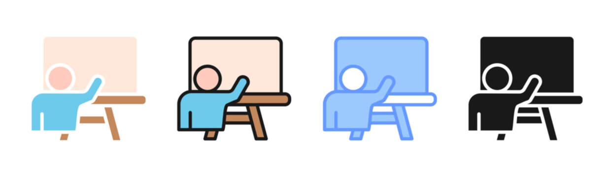 Teaching icon set multiple style collection
