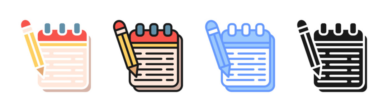 Notebook icon set multiple style collection