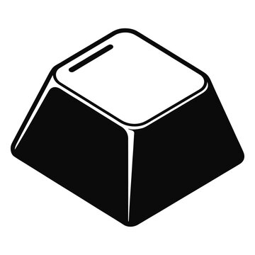 A stark black and white image of a keycap presented as a dramatic silhouette