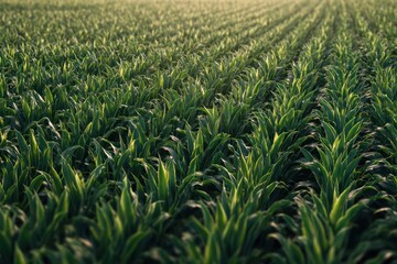 Fototapeta premium Lush agricultural corn crops from above