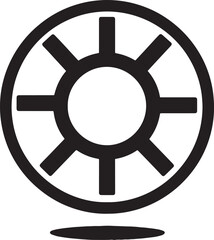 Obraz premium Black and white circular symbol with radial lines and central hole also transparent background