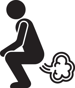 Minimalist Stick Figure Person Farting Icon Vector Illustration