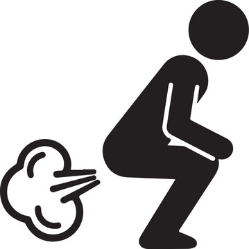 Minimalist Stick Figure Person Farting Icon Vector Illustration