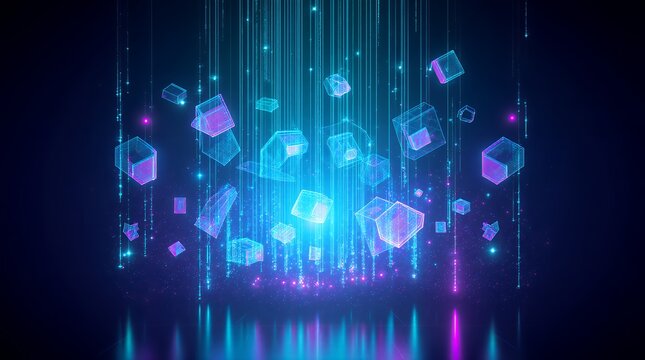 Futuristic Neon Cube Background Design Neon