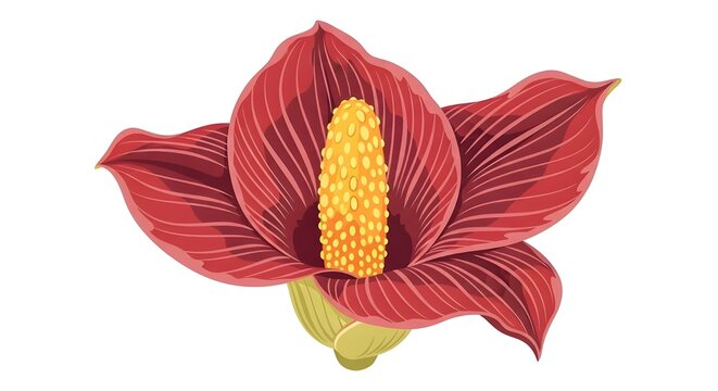 A detailed vector illustration of the Titan Arum, known as the corpse flower, featuring its giant maroon spathe and central spadix.