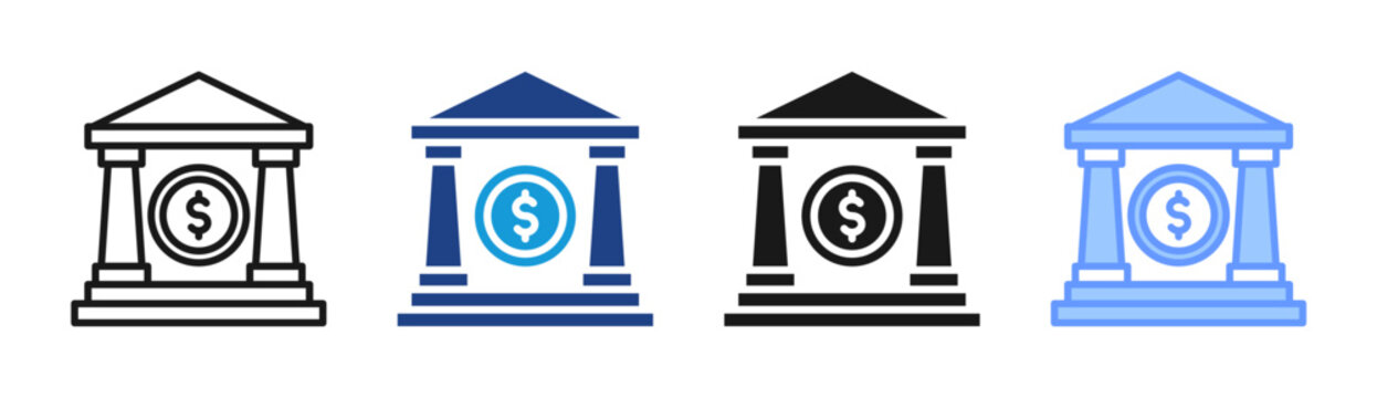 Rights Bank icon set multiple style collection