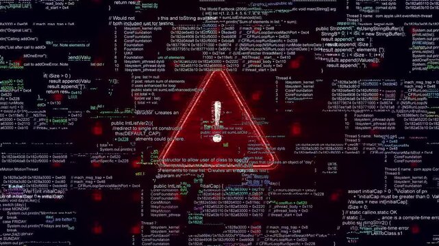 Computer hacking error message warning glitch text Danger internet virus and noise effects alert of hacker attack, system error or security breach on computer. cyber attack. Warning on the screen.