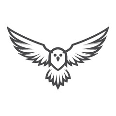 Fototapeta premium Pixel Owl Vector Art, Black and White, Dynamic Wings Spread
