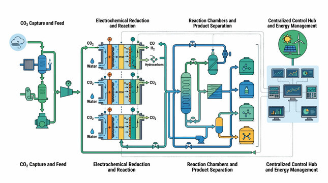 Carbon Capture Utilization and Storage Process Flow Diagram.
