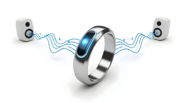 Smart ring with wireless connection to speakers technology
