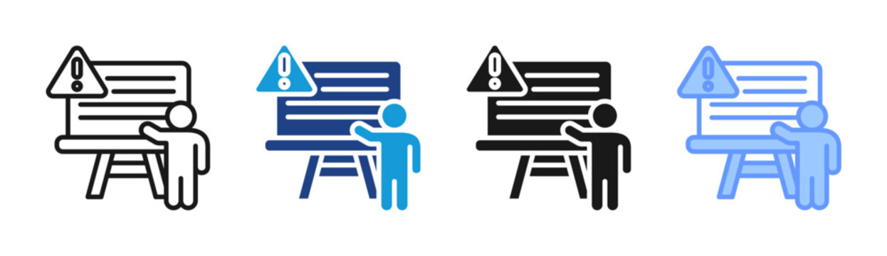 Warning Board icon set multiple style collection